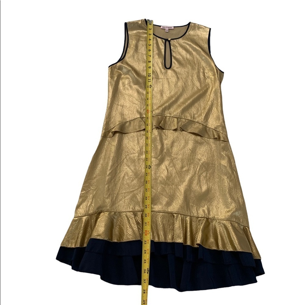 Juicy Couture 100% Silk Gold Ruffle Sleeve Dress Size 4 - Picture 12 of 16
